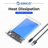 ORICO 2.5 ''กล่องใส่ฮาร์ดดิสก์แบบ SATA เป็น USB3.1 Gen1โปร่งใสกล่องใส่ฮาร์ดดิสก์4TB ความจุสำหรับ Wadah HDD Eksternal ดิสก์ SSD 5Gbps
