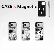 CASECASE Electroplated Silver Border Mirror effect Magnetic phone case【Hello Kitty Miffy】For iPhone 