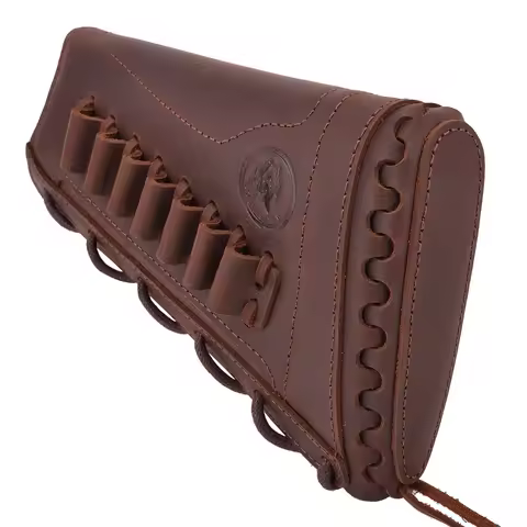 Left Handed Leather Rifle Shotgun Buttstock Cover Rifle Ammo Holder for .308 .30-06 .30-30 .45-70 .2