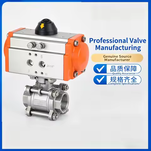 DN8 DN10 DN15 DN20 DN25 DN32 DN40 DN50 Three Piece Pneumatic Ball Valve With High Platform 304 Doubl