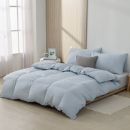 雙人/冬月羽絨被/好收納、可機洗、免被套、超保暖-雲灰藍