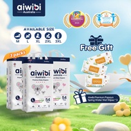 (3 Pack)Aiwibi Natural Premium Night Taped Diapers，Baby diapers , Ultra-thin, soft diapers- S/M/L/XL
