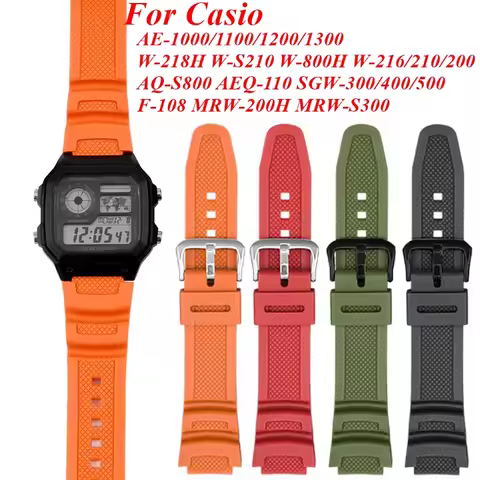 For Casio AE-1000 W-218H/S210/800H/216/210/200 AQ-S800 AEQ-110 SGW-300 F-108 MRW-200H/S300 18mm Watc