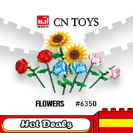 Sun Flower Pink Rose Bluerose Beauty Bouquet Building Blocks Education Toys 520 Girl Present Romanti