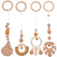 4pcs Leaf Children's Toy Wood Baby Gym Hanging Toys Activity Gym Baby Play Gym Toys Wood Baby Gym To