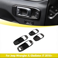 Carbon Fiber Look Inner Door Handle Bowl Cover Trim For Jeep Wrangler JL 4XE Gladiator JT 2018-2023 