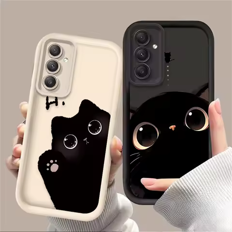Lovely Big Eyed Cat Phone Case for Samsung Galaxy A54 A05 A05S A34 A24 A14 A53 A33 A23 A13 A52 A52S 