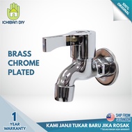 Bib Tap Brass L101B - Wall Mounted Faucet Bathroom Kitchen Kepala Paip Tembaga Lapisan Krom Pili Air