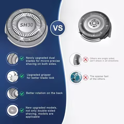 6pcs SH30 50 70 90 Replacement Head Compatible with Philips Norelco Series 3000/2000/1000