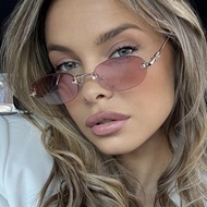 Ladies Sunglasses, Oval Rimless Sunglasses, Retro Sunglasses