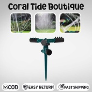 360° Rotating Plug-In Lawn Sprinkler 3-Arm Automatic Watering Nozzle for Garden Farm Golf Course