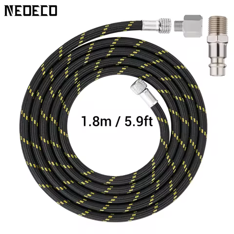Professional Nylon Braided Airbrush Hose 1/8"*1.8m(5.9ft) Fitting 1/8in EU US Adapter for Air Pump C