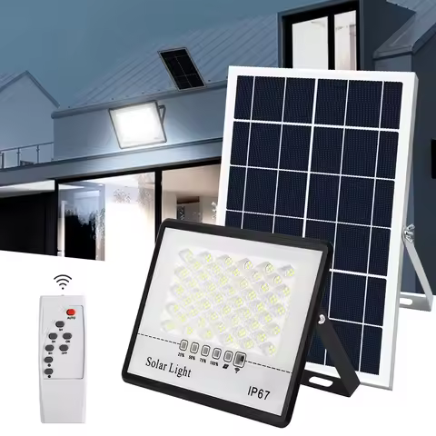 Outdoor Solar Flood Light Patio Light Garage Light with Remote Control Indicator Light IP67 For Outd