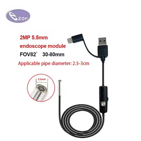 2MP 1080P USB high-definition endoscope diameter 5mm pipe auto repair inspection using OV2740 USB ca