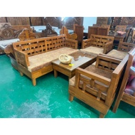 Kerusi Kayu Jati Kepang Kerusi Jati 3211+meja/Sofa Set Kayu Jati