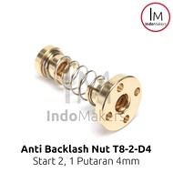 3D Printer Leadscrew T8-2-D2 8mm Lead 4mm Anti Backlash Spring Nut