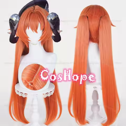 ZZZ Orphie Cosplay Wig with Double Ponytails Women Orange Wig Cosplay Anime Heat Resistant Synthetic