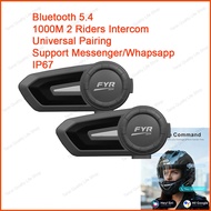 2pcs New F2 Motorcycle Intercom Helmet Bluetooth 5.4 Music Sharing Headset 1000M 2 Riders Wireless F