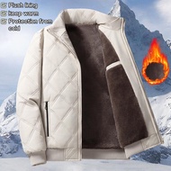 Winter Fleece Lining Men's Autumn Winter Thickened Cotton Coat Casual Loose Large Size Middle-Aged W