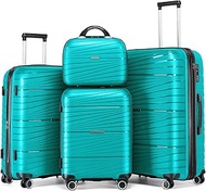 Luggage 5 Piece Sets, Expandable Luggage Sets Clearance, Suitcases with Spinner Wheels, Hard Shell Luggage Carry on Suitcase Set with TSA Lock, PP-Aqua Blue, 4 piece set, Expandable
