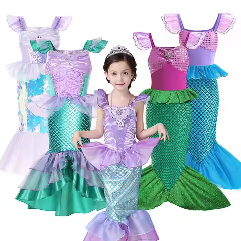 Princess Ariel Costumes Girls Ariel Little Mermaid Costume Kids Fancy Carnival Birthday Party The Me
