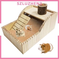 [Szluzhen3] Wooden Hamster House Cabin Hamster Hideout for Gerbils Hamster Small Animals