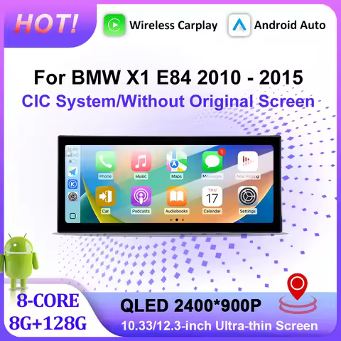 For BMW X1 E84 2010 - 2015 CIC System/Without Original Screen Wireless Carplay Android Auto 12.3-inc