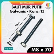M8x70 Bolt Nut M8 X 70 BMP Galvanized White