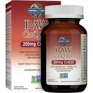 Garden of Life CoQ10 200mg, Vegetarian Omega 3 6 9 Supplement Raw Co Q 10 Chia Seed Oil, Whole Food 