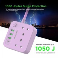 iMazing - [IM3U2K-C 紫色] 防雷拖板 - 2 插位+ 3 USB + Type C (30W輸出) ｜通過香港機電工程處檢測｜智能防雷拖板｜智能保護設計