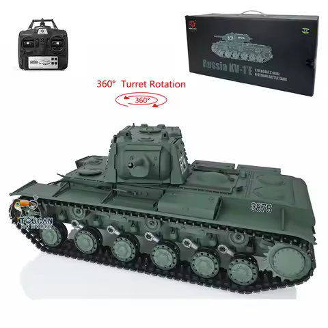 2.4G 1/16 Scale Heng Long 7.0 Plastic Soviet KV-1 RTR RC Tank 3878 360° Turret Engine Sound BB Shoot