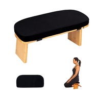Meditation Bench with Cushion Foldable Ergonomic Bamboo Kneeling Stool Seiza Bench Wooden Meditation
