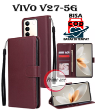 VIVO V27-5G FLIP CASE KULIT LIPAT - LEATHER CASE FLIP UNTUK VIVO V27-5G / FLIP WALLET KULIT UNTUK VI