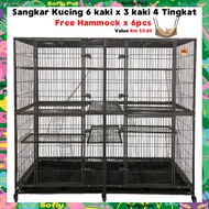 (FREE 6 BUAIAN and voc RM 28.88) size 6ft x 3ft Sangkar Kucing Besar 4 Tingkat / Big Cat Cage 4 Leve