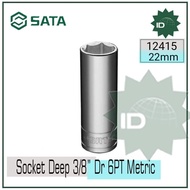 LONG SOCKET WRENCH 3/8" Dr. 6PT Deep Socket 22 mm 12415 Sata Tools