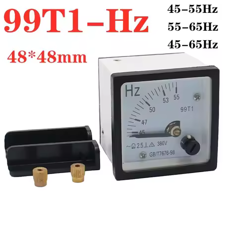 99T1-Hz Pointer type AC 100/220V/380V Analog Panel Frequency Meter Tester Gauge Hertz Indicator 45-5