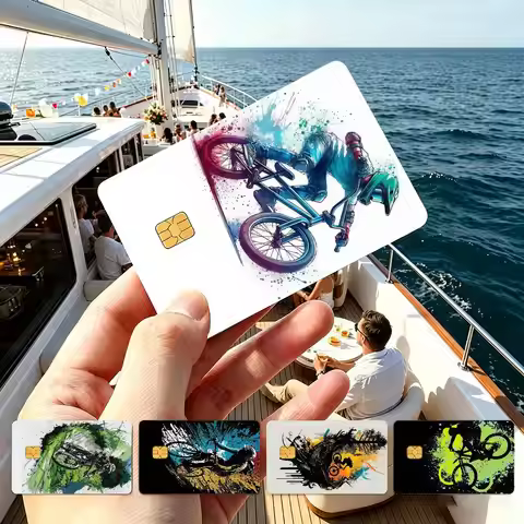 Bicycle Bike Sport Credit Card HD Stickers Game Card Decal Small Chip Waterproof Sticker Gift