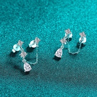 NeeTim Full Moissanite Stud Chain Earrings for Women Sparkling Lab Diamond Earring 925 Sterling Silv