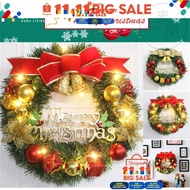Christmas Wreath Decoration Dress Up Door Wall Ornament Garland Red Bowknot Gift 30/40/50cm