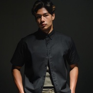 era-won เสื้อเชิ้ต แขนสั้น คอปก รุ่น Oxford Short-Sleeved Shirt สี Black