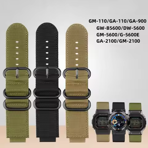 For Casio G-SHOCK Nylon Strap DW5600 GW6900 DW-5600 GW-B5600 GA-110 GM-5600 GA2100 GM110 small steel