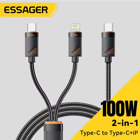 ESSAG 2 in 1 USB C Cable for iPhone16 15 14 For PD 100W Type C to C to Lightning Fast Charging Cable