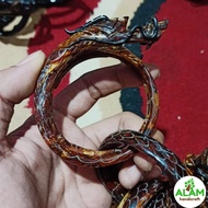 Gelang Akar Bahar Merah Ukiran Naga Asli