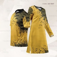 Couple Set Baju Raya Yellow Solid Lelaki Perempuan Cheap Microfiber Muslim Jersey Shirt Plus Size Mu