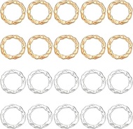 PH PandaHall 200PCS 17mm Hoop Earring Circle Charms, 2 Colors Alloy Hammered Circle Link Round Linki