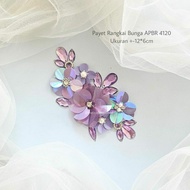 UNGU 3D flower sequins APBR 4120 shoulders purple purple kebaya engagement graduation party dress