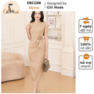 Đầm công sở CITI MODE FASHION thiết kế dáng ôm vàng đính hoa eo cách điệu DH5260