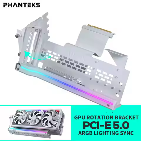 PHANTEKS GPUKT 5.0 ARGB rotatable video cards bracket kit with PCIe 5.0 graphics card adapter cable 