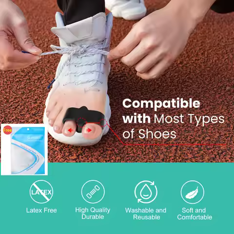 4Colors Sumifun Silicone Double Hole Toe Separator Hallux Valgus Toe Overlap Correction Foot Care Bu