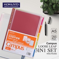 KOKUYO CAMPUS LOOSE LEAF ACCESSORIES A5 -CLEAR FILE / ZIP POCKET / INDEX LABEL